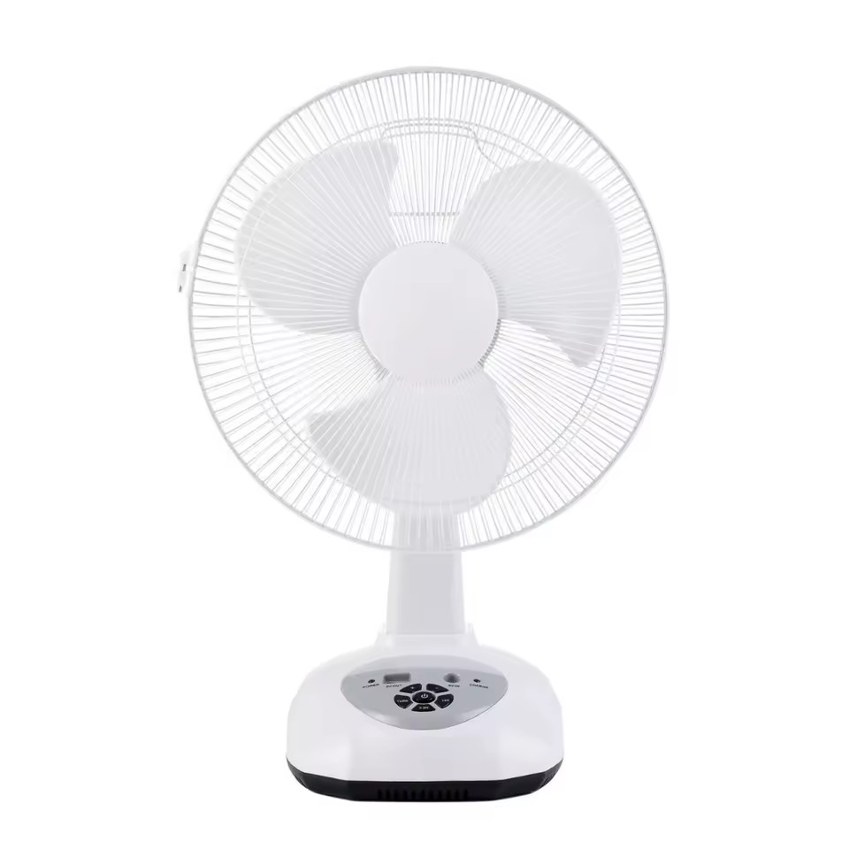 Hot Selling Mechanical Small 12 Inch Bladeless Rechargeable Lead-Acid Battery Multifunctional Charging Fan Plastic Box Packaging