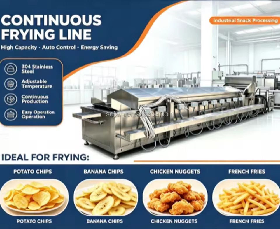 Automatic Electric Gas Lpg Diesel Custom Capacity Continuous Fryer for Fried Food Processing Line