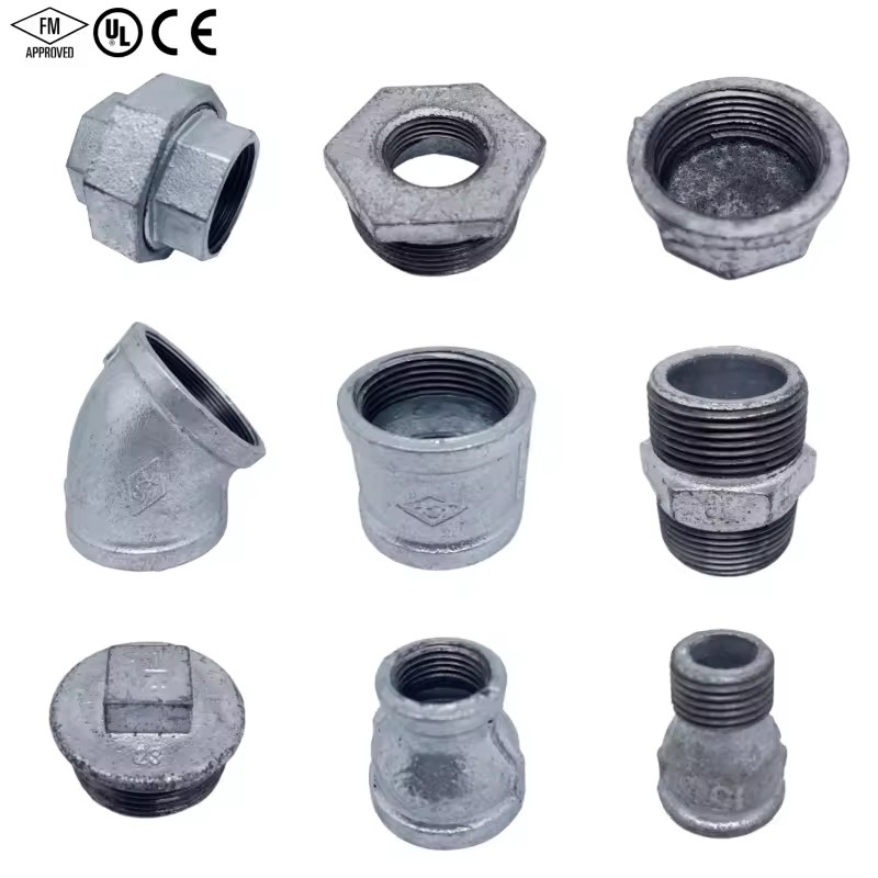 GI Pipe Fittings Galvanized Malleable Iron Elbow Tee Union for Water and Gas System