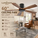 in Stock 60 Inch Flush Mount Ceiling Fan Without Light Solid Wood Ceiling Fan with Remote Quiet DC Motor