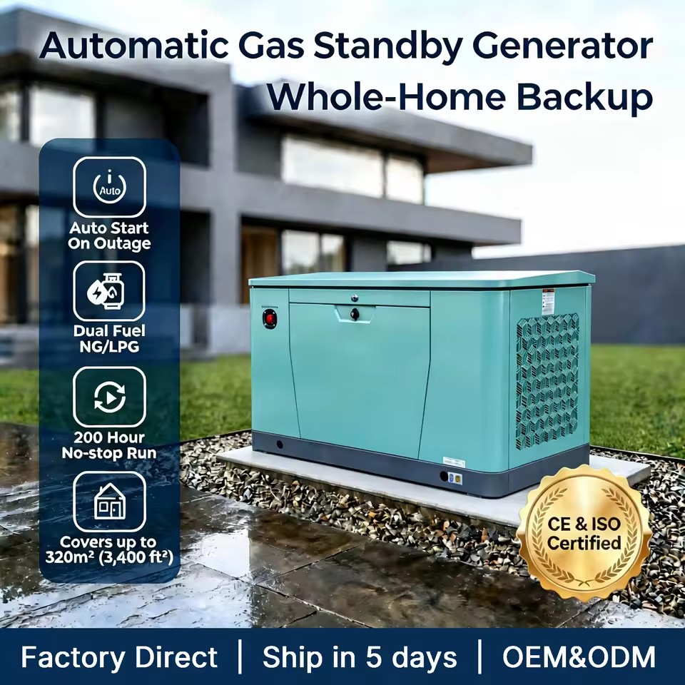 18kW / 22kVA Liquid Cooled Home Standby Generator Natural Gas LPG Dual Fuel with Quiet Operation