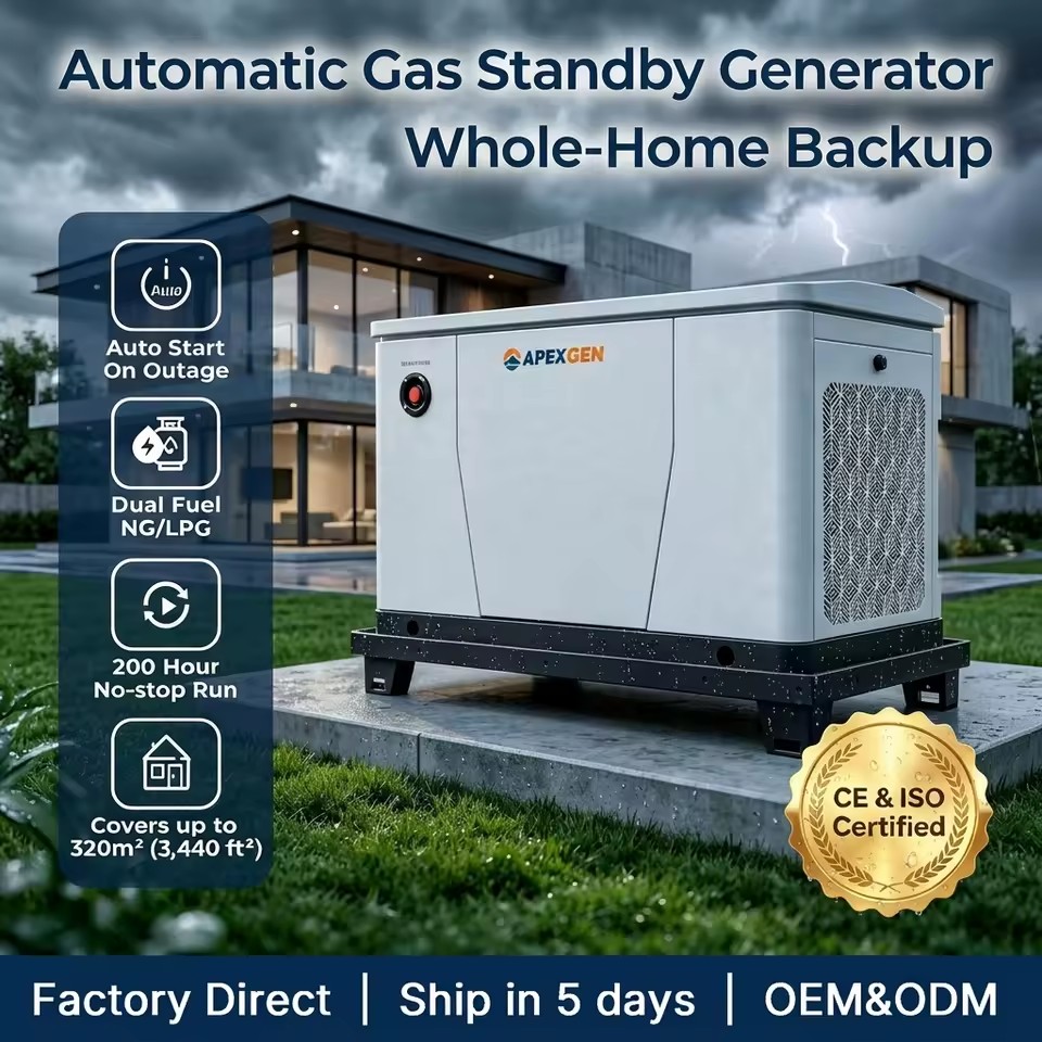 12kW Home Standby Generator Natural Gas LPG Dual Fuel with 200H Long Runtime Fast Installation