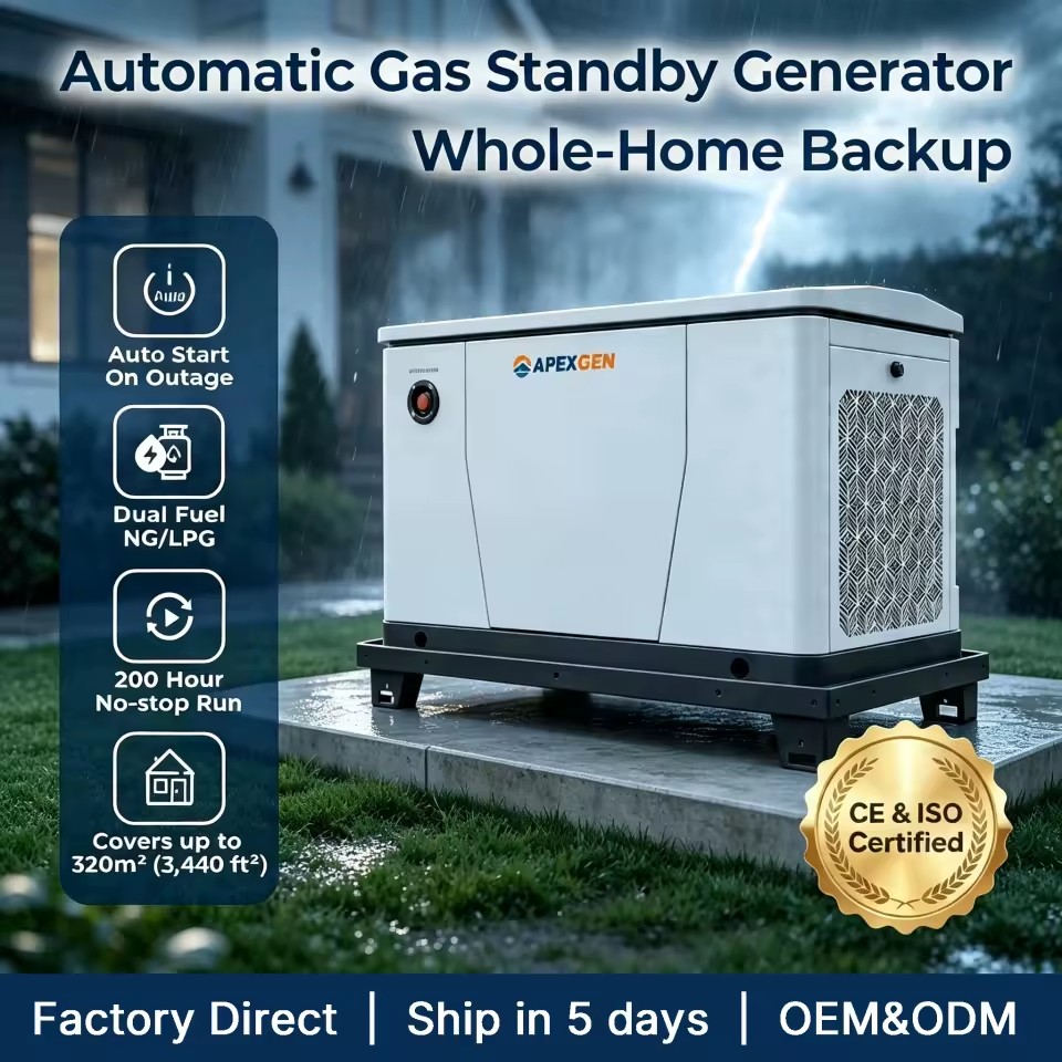 8kW Residential Generator Dual Fuel Natural Gas LPG Backup Power with Three Installation Options