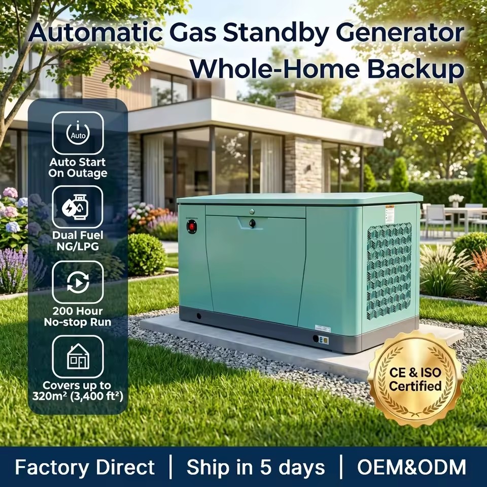 24kW / 30kVA Liquid Cooled Three Phase Gas Generator Auto Start Dual Fuel NG LPG Ground Roof Installation