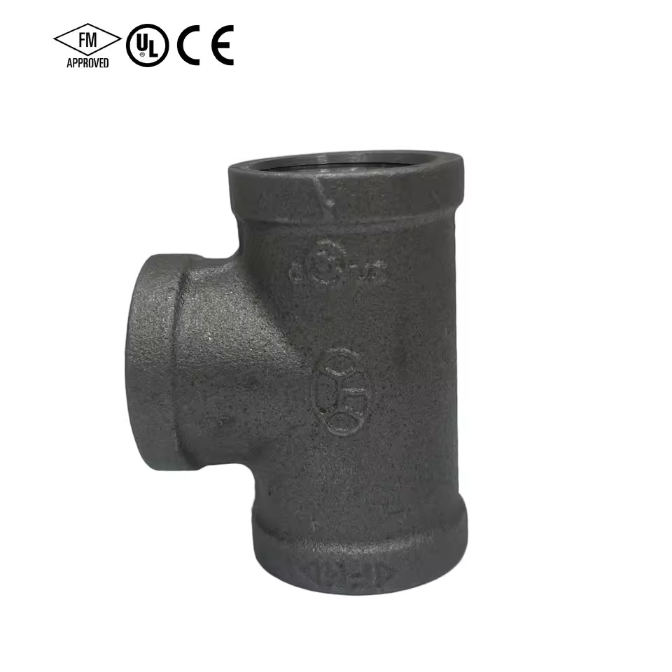 Black Malleable Iron Pipe Fittings BSPT Thread Equal Tee Reducing Elbow Union Nipple Plumbing Fire Fighting System