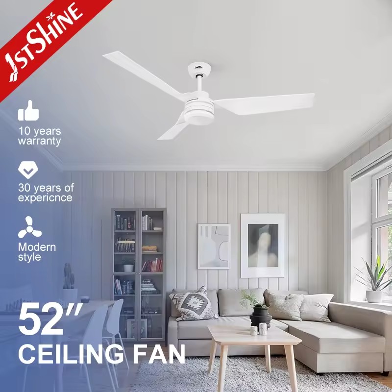 1stshine 52 inches White Plastic Blades DC Motor 6 Speeds Remote Control Ceiling Fan Without Light