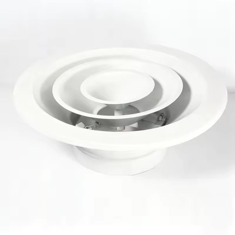 Hot Selling Adjustable PVC Ceiling Panel School Hospital HVAC Ventilation Energy Saving Round Air Diffuser Graphic Design