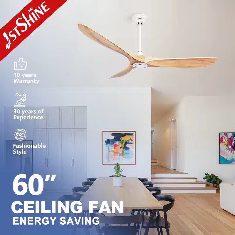 1stshine Solid Wood Commercial Simple Reversible Blades Voice Control Dimmable Wind Smart APP 6 Speeds Ceiling Fan