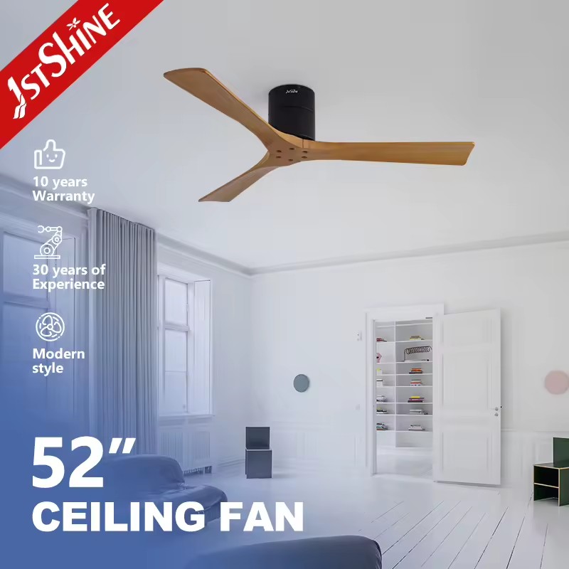 1stshine Wooden Blades Low Power Consumption Powerful Airflow High Efficiency Flush Mounted Ceiling Fan