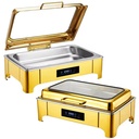 Commercial Golden Electric Buffet Server Set Digital Temp Control Chafing Dishes Food Warmer for Wedding Party Catering