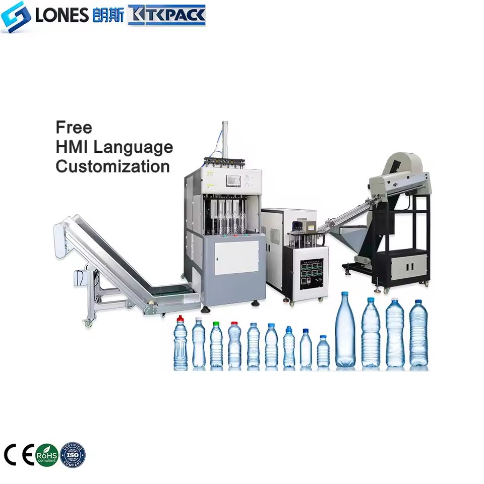 4 Cavity PET Plastic Bottle Blowing Machine Semi Auto Sopladora De Botellas PET 10ml to 1.5L Water Bottle Manufacturing Machine