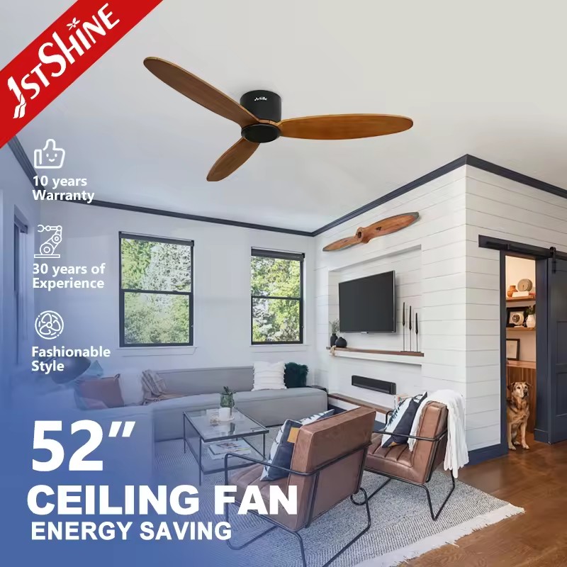 1stshine 52 Inches Popular Flush Mounted Reversible Remote Control Low Timer Function Ceiling Fan No Light