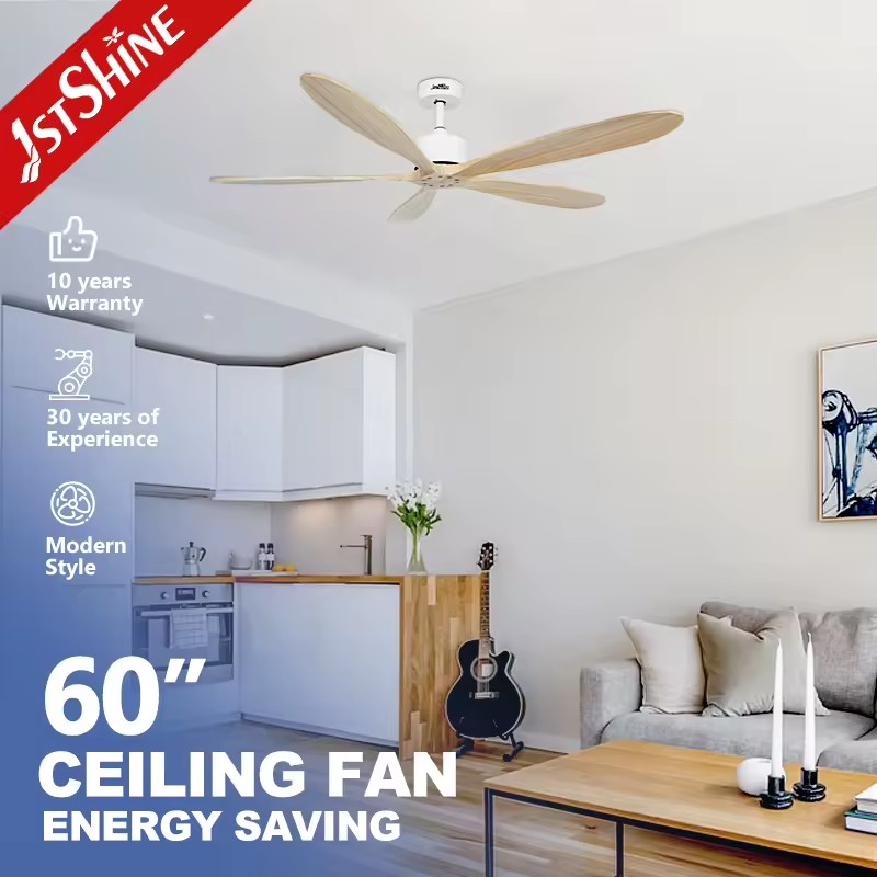 1stshine Solid Wood European Style Energy Saving Voice Assistant Powerful Airflow Reversible Blades Ceiling Fan With Remote