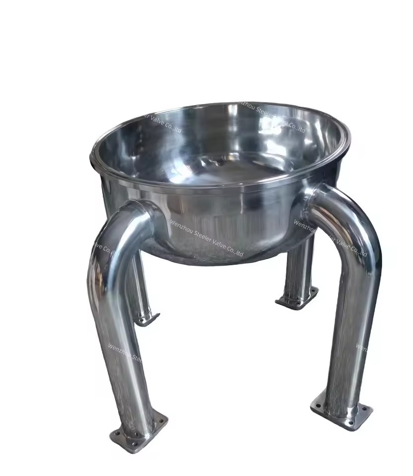 Sanitary SS304 10in X 1.5in TC Hemi Reducer 4mm Thickness with (four) Legs and Casters