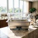 9L Electric Heating Chafing Dish with Touch Screen Control Adjustable Temperature, PC Flip Top Transparent Cover Buffet Display