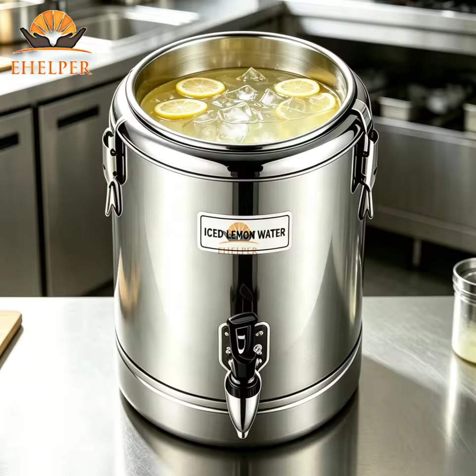 10-100L Stainless Steel Insulated Bucket Optional Tap Leak Proof Energy Saving for Commercial Use Iced Lemon Water Chocolate