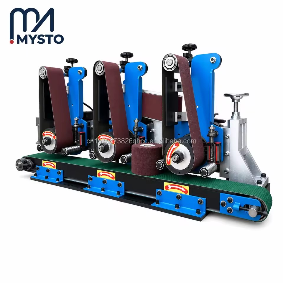 Single/Dual/Three-Station 150 mm Stainless Steel Sheet Polishing Machine with Abrasive Belt for Deburring and Brushed Finish