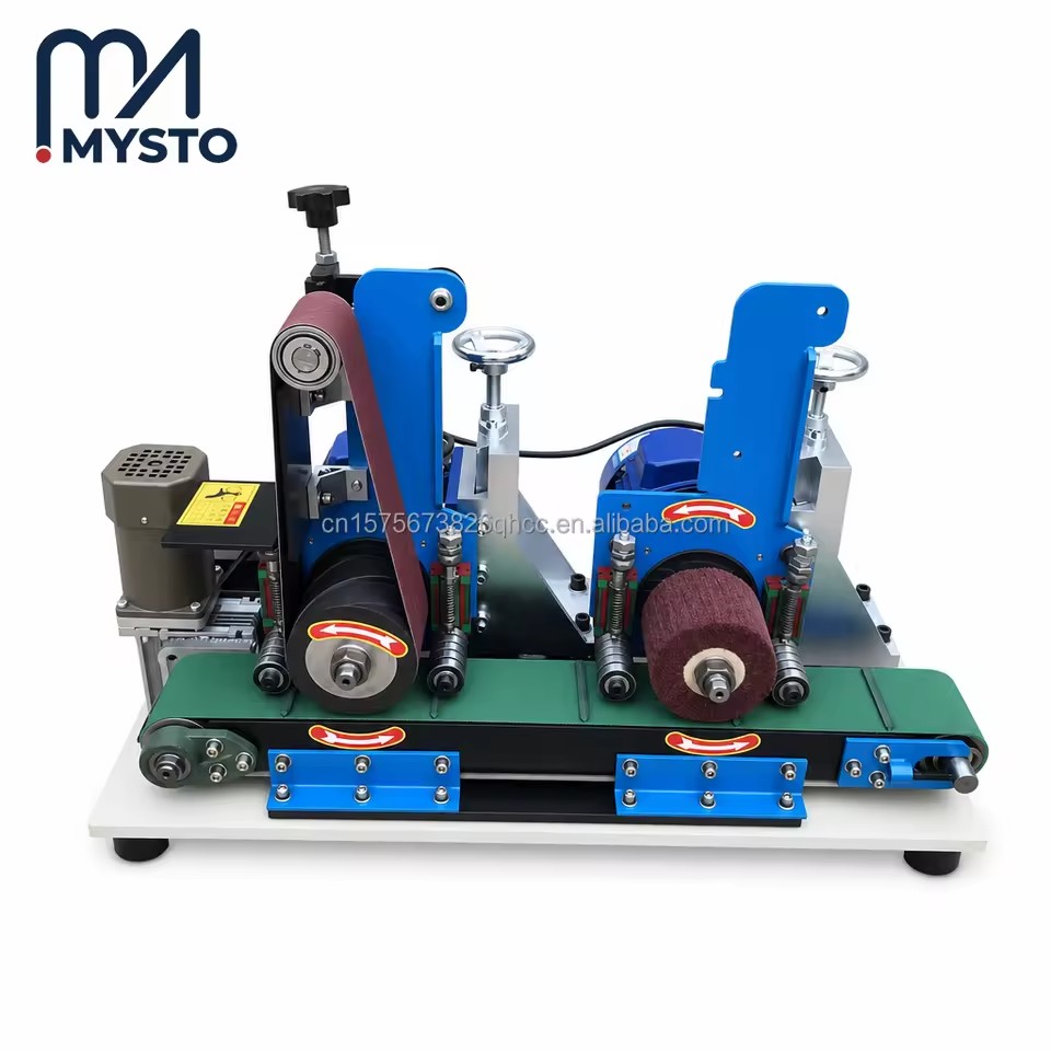 100 mm Single/Dual/Three-Station Abrasive Belt Metal Polishing Machine for Stainless Steel Deburring and Brushed Finish