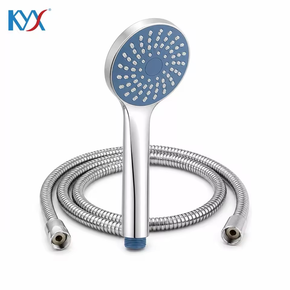 Single Function Round Handheld Shower Head Set High Pressure Shower Sprayer with Encrypted Flexible Shower Hose