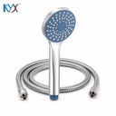 Single Function Round Handheld Shower Head Set High Pressure Shower Sprayer with Encrypted Flexible Shower Hose
