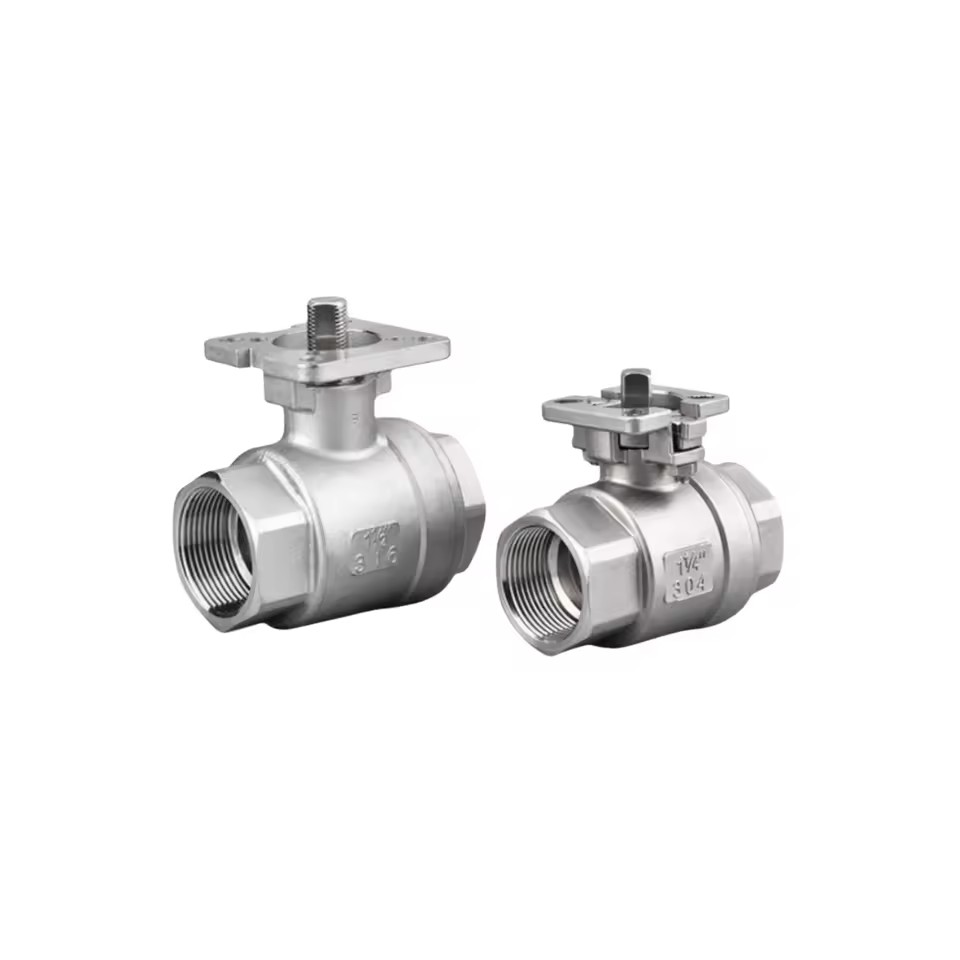 Two-Piece Stainless Steel Ball Valve Manual NPT Connection PTFE Sealing for Water Gas Direct Mount High Platform Design