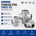 Stainless Steel 304 316L SCH40S Cross Connector 4 Way Butt Weld Pipe Fitting for 1" 4" Sizes