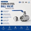304 316L Stainless Steel Ball Valve 1 Inch Threaded Two Piece Full Port OEM Manual for Water Gas Oil