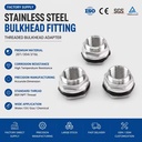 Stainless Steel Bulkhead Fitting 304 316L Threaded Bulkhead Adapter BSP NPT ISO CE SGS Factory Direct