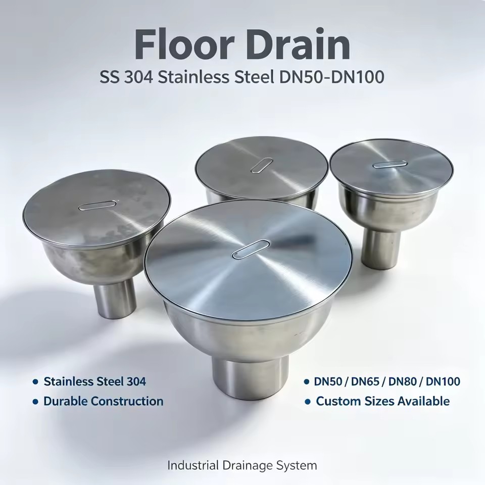 Cleanroom GMP sanitary floor drain with stainless steel polished inside and out SS 304 DN50-100