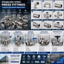 V Profile SS304 Stainless Steel Press Fittings 90 Degree Elbow Press Plumbing