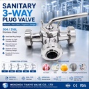 Dairy Stainless Steel Plug Valve Hygienic Plug Valves 2-Way 3-Way 304 316L DIN SMS ISO BS Accepts Customization