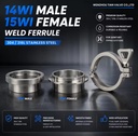 14WI MALE 15WI FEMALE 13IS HEAVY CLAMP SET I-Line Ferrule Set 304 316L Stainless Steel Fittings