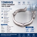 13MHHS THREE SEGMENT TRI-CLAMP Hinge Lay-Out Three Segment Clamp Three Segment Heavy Duty Clamp ISO 3"
