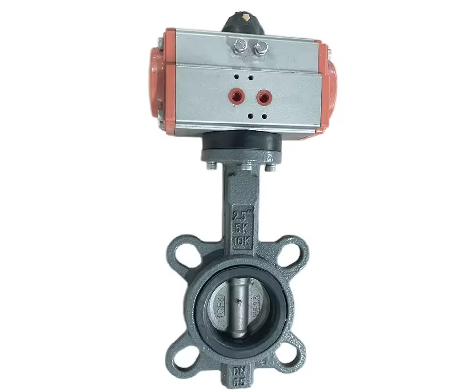 Pneumatic Butterfly Valve for Oil Water Gas Applications Normal Temperature 1 Year Warranty