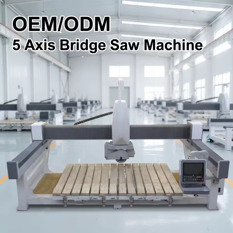 Automatic 5+1 Aixs PLC Motor Bridge Block Cutter Water Jet Cutting Machine Stone 5 Axis