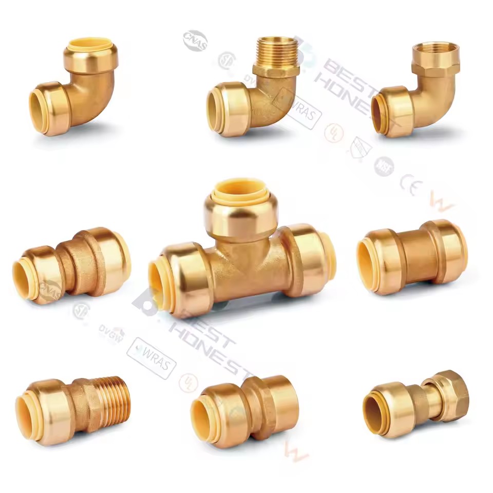 BH Lead Free Brass Plumbing Push Fitting 1/2" Coupling Quick Connect Pex Push Fit in Fittings for Pex Pipe