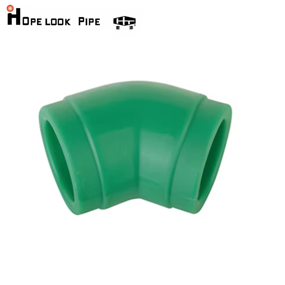 110 125 140 160 200mm Green Grey White Color 45 Degree Elbow PPR Pipe Fitting Flexible Durable High Pressure for Hot Cold Water