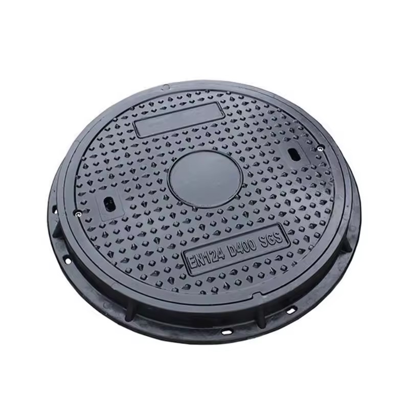 Round Graphite Cast Iron Manhole Cover 300*400mm 400*500mm Black Durable Parking Safety Model 12 Municipal Road