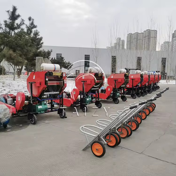 Round Silage Napier Grass Packer Packing diesel Engine hay Straw Baler Press Machine