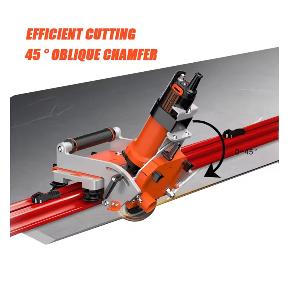 Portable 2m Electric Professional Water Jet Tile Cutter 1300W Porcelain Marble Ceramic Tiles 45 Degree Chamfer with Guide Rails