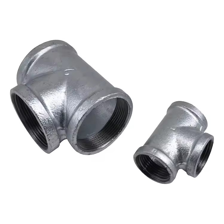 Factory Wholesale Price Malleable Cast Iron Tube Connector Tee Pipe Fittings Zinc Plated for Water Pipe System Customized