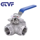 Three-way Ball Valve Stainless Steel Manual Handle for Water Media