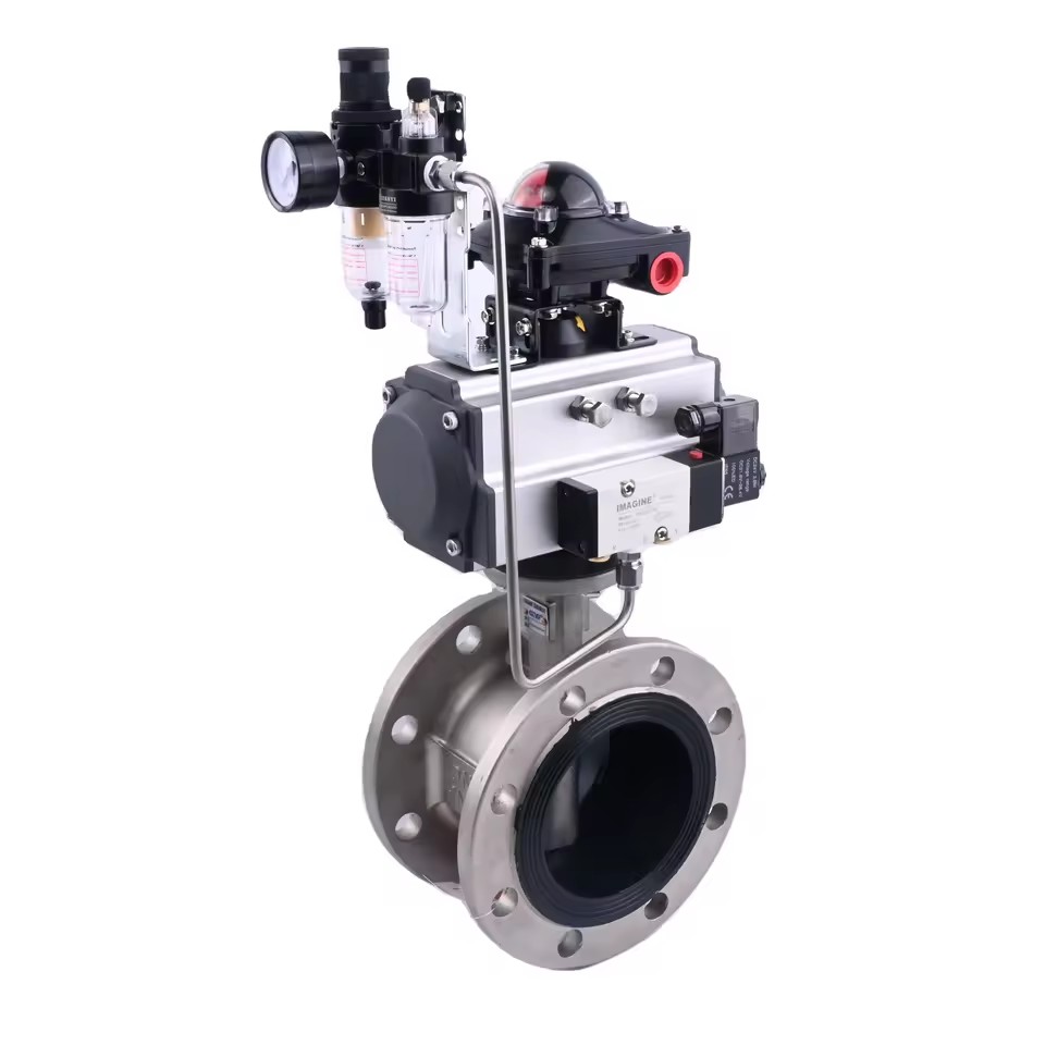Factory High Quality Custom Stainless Steel Pneumatic Pneumatic Actuator Flange butterfly Valve