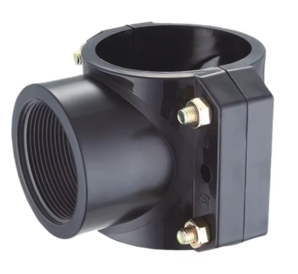 PP Compression Fittings Clamp Saddle for Pvc Pipe Hdpe Pipe Agriculture Irrigation Pipe Fittings