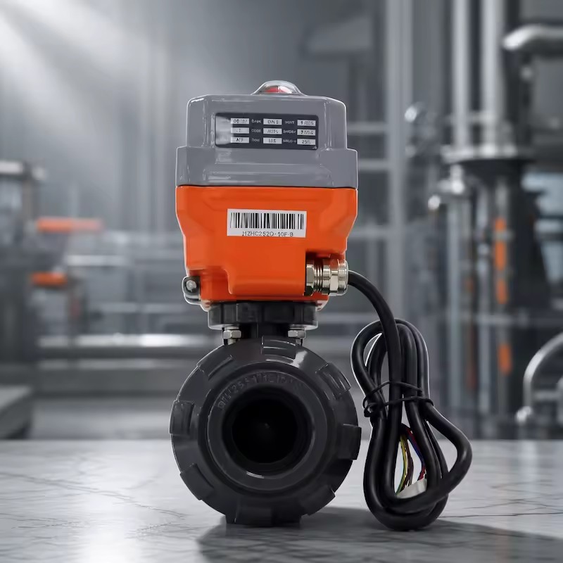 Electric 2-way PVC Double Union Ball Valve DN40 PN10 for Water OEM