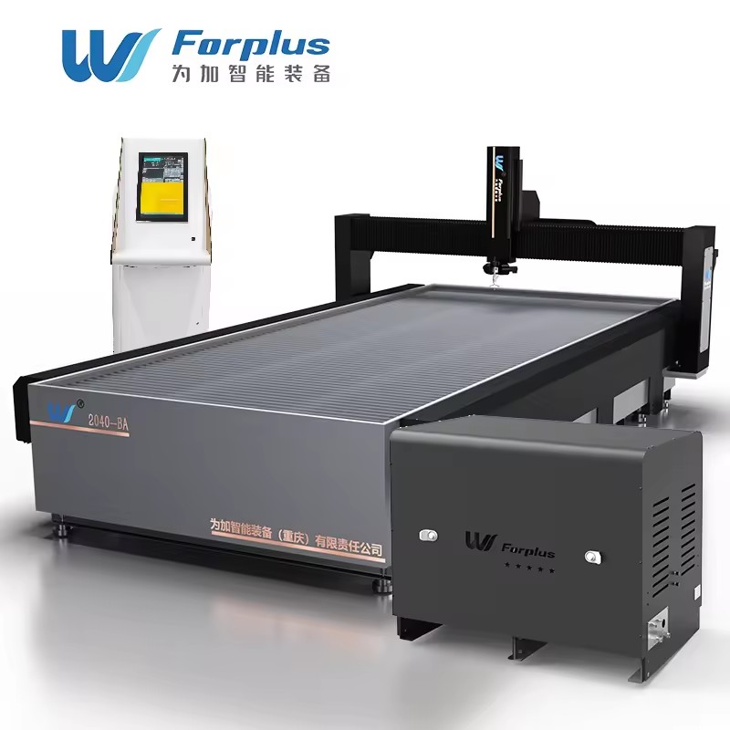 Forplus Cnc Waterjet Glass Cutting Machine 3 Axis Water Jet Cutter Glass With 50000psi Servo Direct Drive Pump