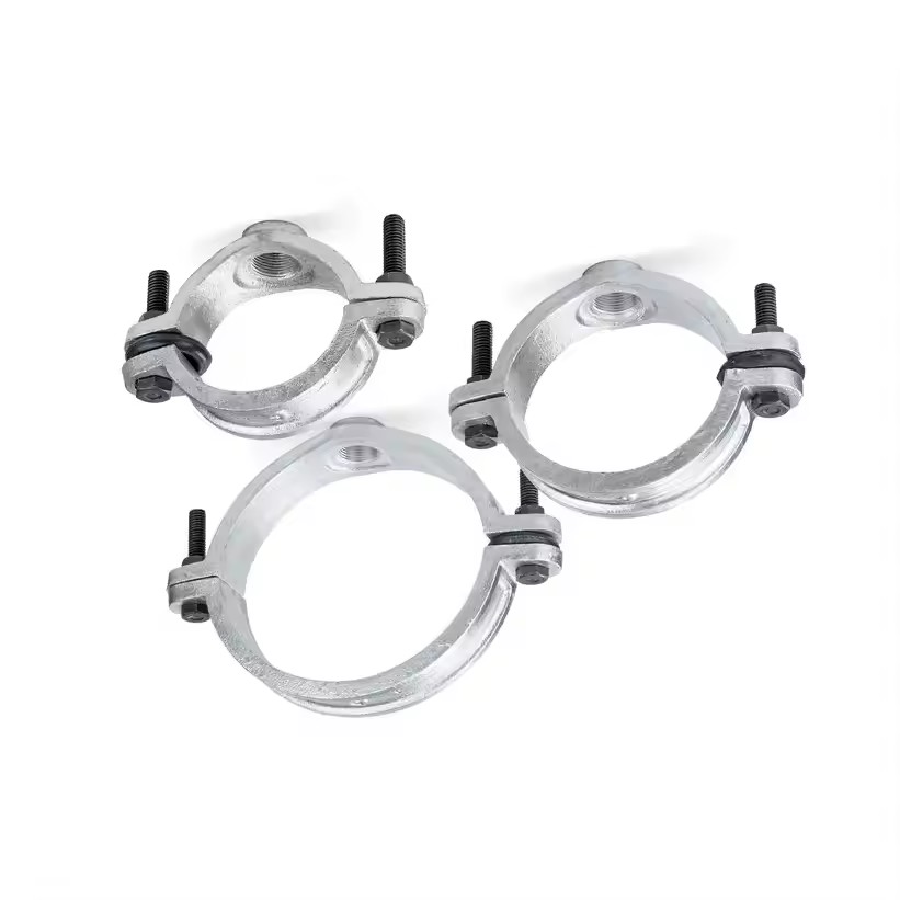 Zinc Plated Steel Double Pipe Clamp Round NPT Threaded 0.25 Mounting Hole TSP Brand 20mm ID for Heavy Industry General Industry