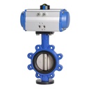 Pneumatic Actuated Lug Type Butterfly Valve, GGG50 Double Flange Air Operated Valve for Automation Systems