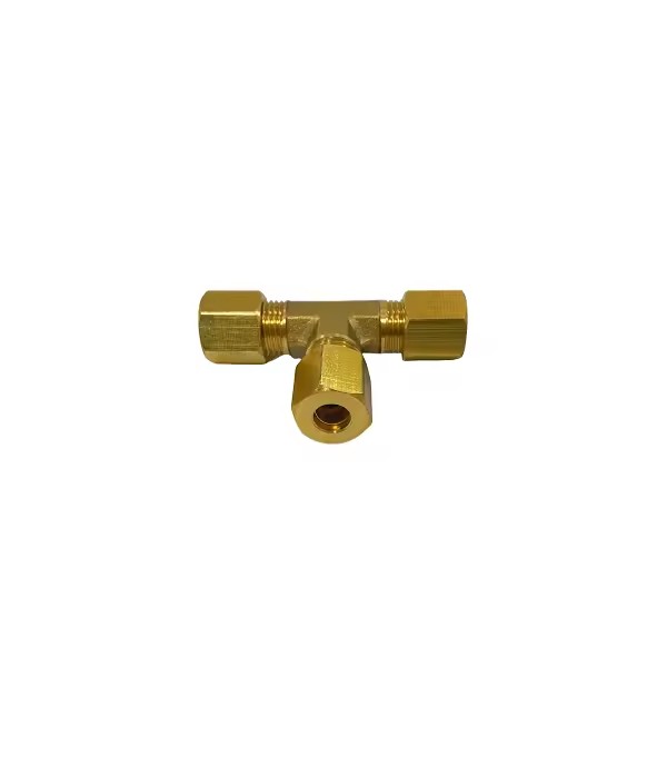 1/ 4inch Brass Tee Pipe Three-Way Connector Split Brass Tee Connector Copper-Free Compression Tee Adapter