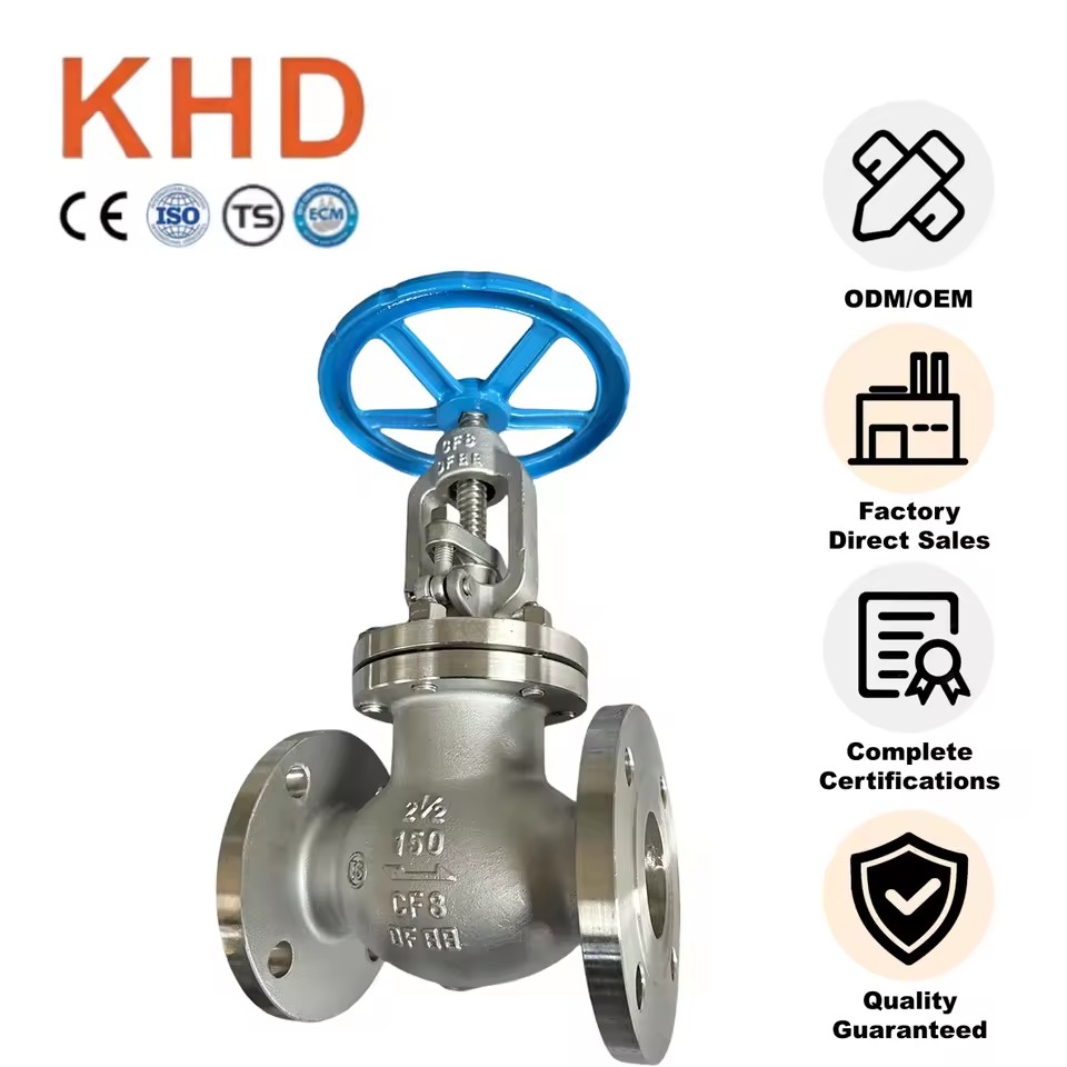KHD American Standard DN65 Manual Flange Globe Valve 304 Stainless Steel 150LBP Shutoff Globe Valve